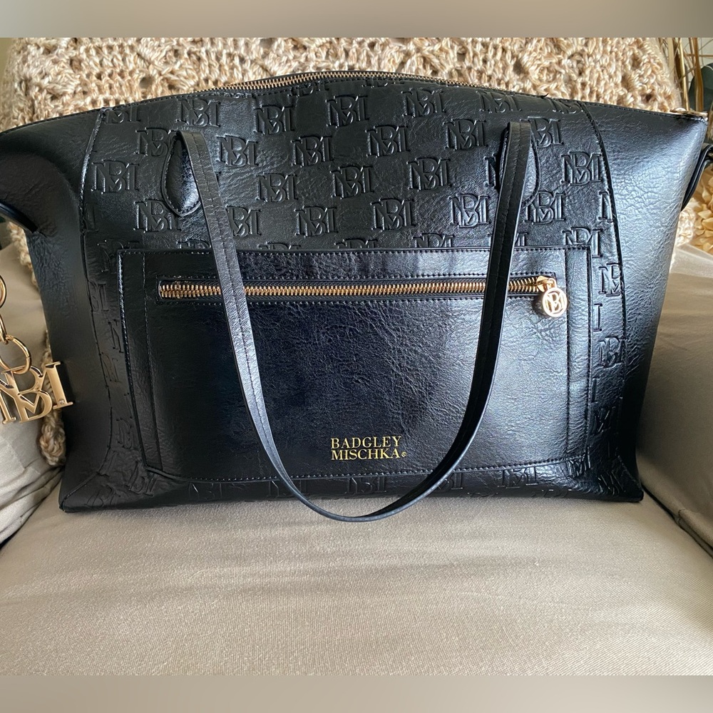 Badgley Mischka Caroline Black Weekender Vegan Tote